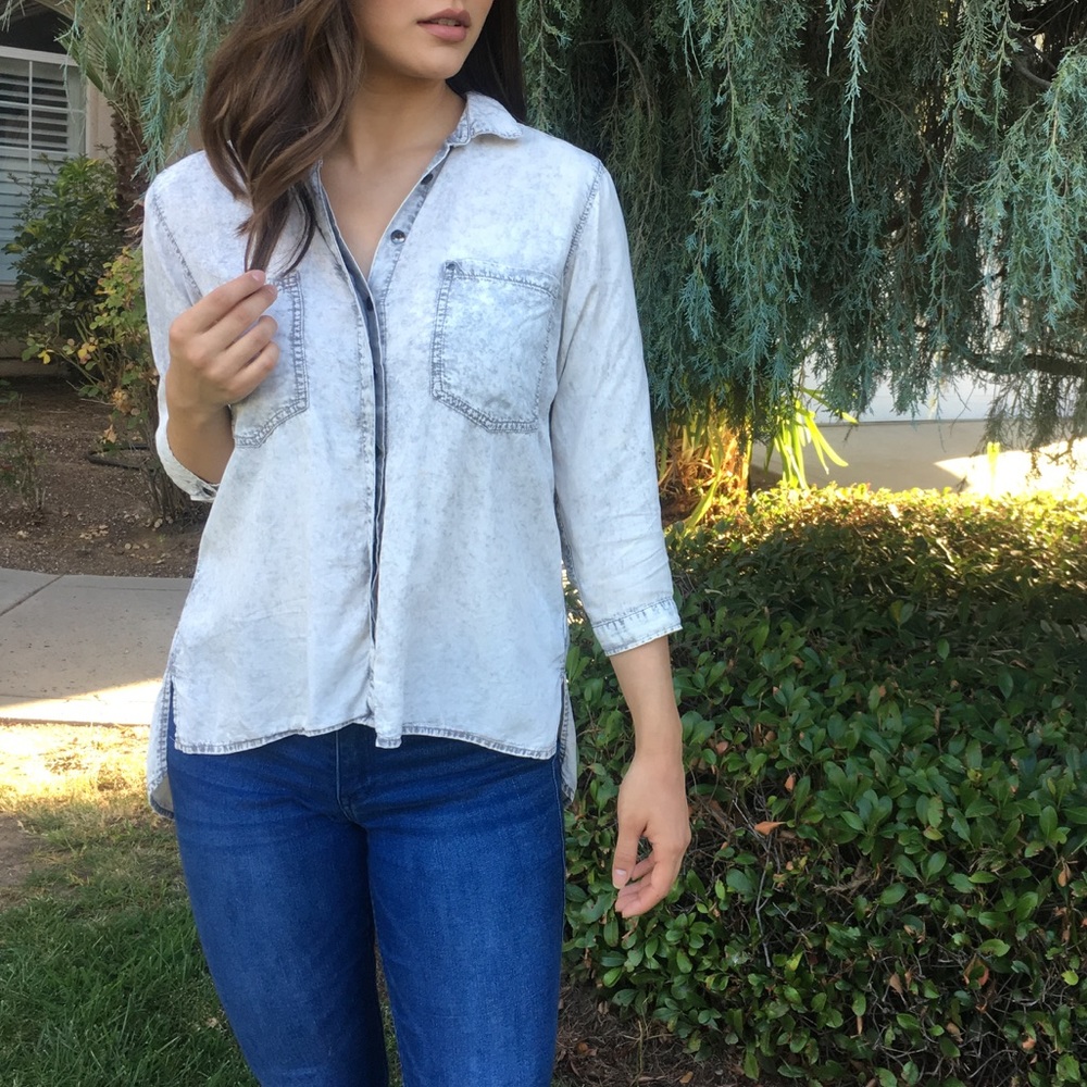 Grey Flowy Button Down